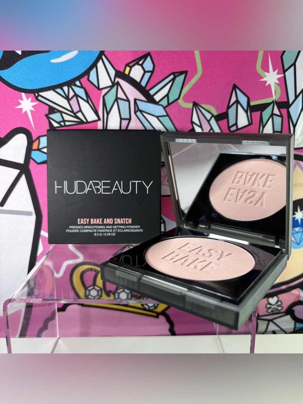 Huda Beauty "Cherry Blossom Cake" Easy Bake And Snatch Pressed Brightening and S